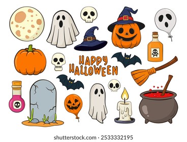 Set of Halloween decorations. Vector decorations