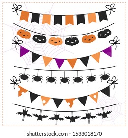 Set of halloween decorations. Vector illustration.