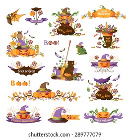 Set of halloween decorative elements