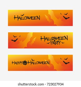 Set of halloween design banners template for web site.
