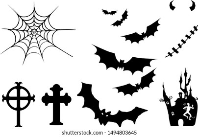 set of Halloween design creative tool kit on white background.vector 