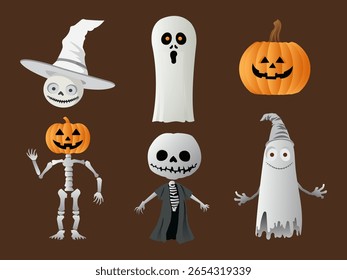 Set of Halloween design elements. Vector illustration, eps 10.