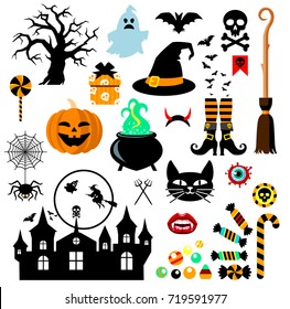 Set of Halloween design elements. Vector illustration.