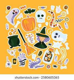 Set for Halloween for the design of funny scenery. Isolated decoration