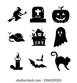 Set of Halloween Design Icon Vector isolated. Template Illustration