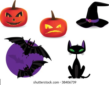 set of Halloween detailed icons