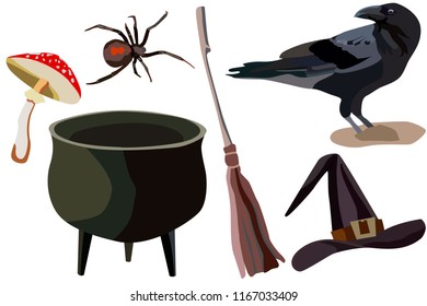 Set for Halloween from different images of Halloween and witches
