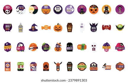 Set of halloween discount stickers Vector
