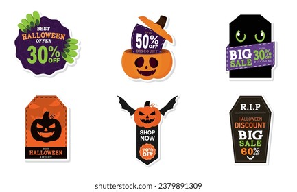 Set of halloween discount stickers Vector