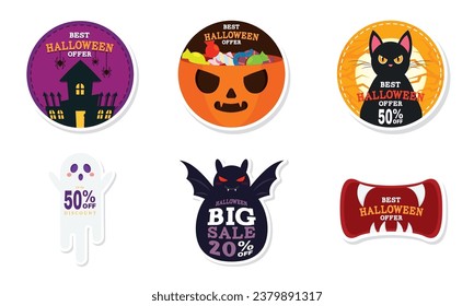 Set of halloween discount stickers Vector
