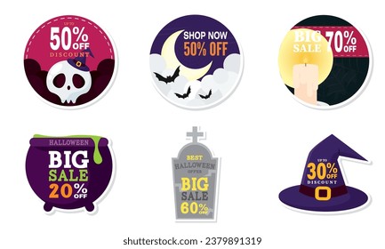 Set of halloween discount stickers Vector