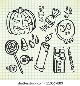 set of Halloween doodle