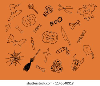 Set of Halloween doodle.