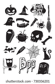 set of Halloween doodle art, Halloween hand drawn vector art