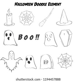 set halloween doodle element