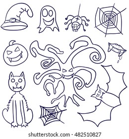Set of Halloween. Doodle. Hand drawing. Lovely. Celebration. All Saints' Day. For your design