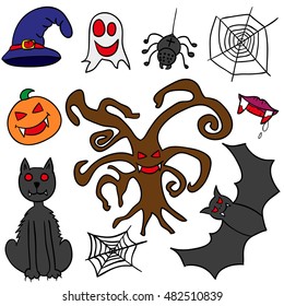 Set of Halloween. Doodle. Hand drawing. Lovely. Celebration. All Saints' Day. For your design