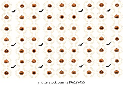 Set of Halloween doodle pattern with pumkins. Seamles vector hand drawn. Halloween background wallpaper. Vector Illustration. ideal for decoration, wrapping paper, prints and cards. 