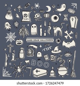 set of Halloween doodle vector. 