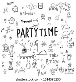 set halloween doodle vector hand drawn elements