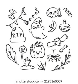 Set of Halloween doodle, vector illustration