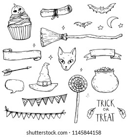 set of halloween doodles