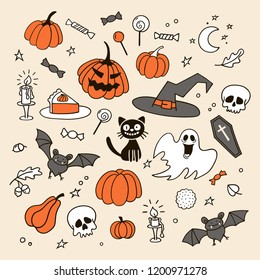 Set of Halloween doodles.