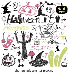 set of halloween doodles