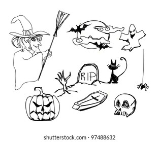Set with halloween doodles
