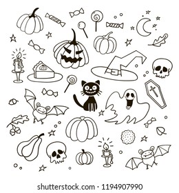 Set of Halloween doodles. Vector illustration. EPS 10