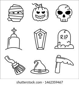 Set of Halloween doodle.Vector illustration.
