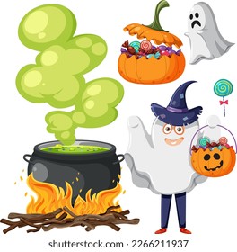 Set of halloween element for decoration illustration