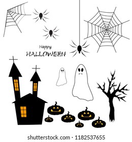 Set of Halloween element. Doodled design. Vector