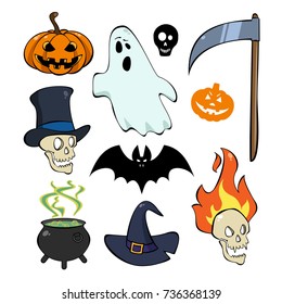 Set of halloween element. Haloween party sign vector illustration. Each in a separate layer for easy editing.