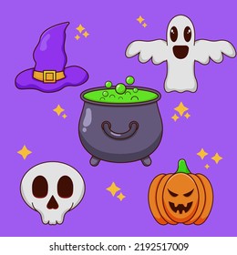 a set of halloween element icon collection, vector design illustration