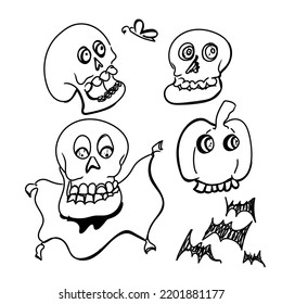 Set of halloween element in a simple illustration