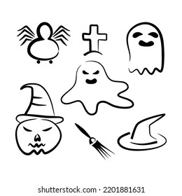 Set of halloween element in a simple illustration