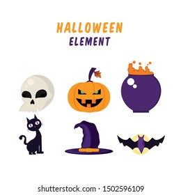 Set of Halloween Element Vector Illustration. Modern flat design concept of web page design for website and mobile website. Easy to edit and customize. Vector illustration.