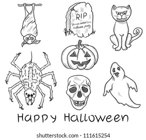 Set of halloween elements
