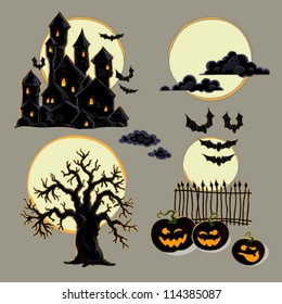 set of halloween elements