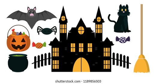 Set of halloween elements