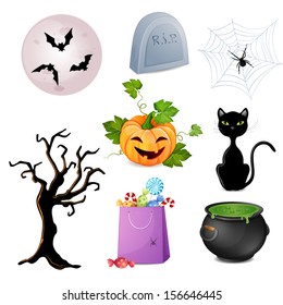 Set of Halloween elements.