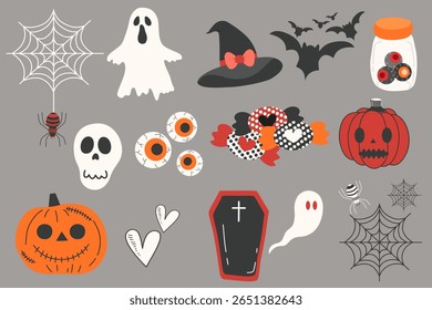 Set of halloween elements Halloween clipart and design