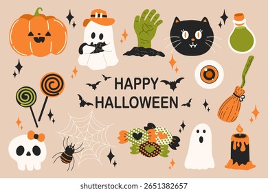 Set of halloween elements Halloween clipart and design