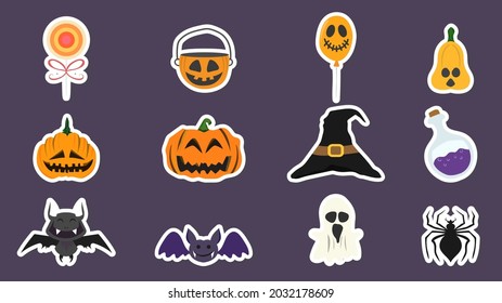 Set of Halloween elements in Halloween day ,for content online or banner for your website and template, Simple cartoon flat style ,  illustration Vector EPS 10