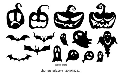 Set of Halloween elements in Halloween day ,for content online or banner for your website and template , Flat Modern design , illustration Vector EPS 10