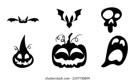 Set of Halloween elements in Halloween day hand drawn Flat cartoon flat style. illustration Vector EPS 10