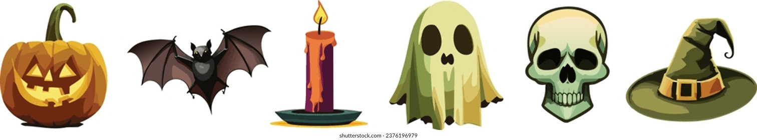 set of halloween elements, holidays