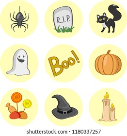 Set of Halloween elements. Icon collection. Halloween vector illustrations.