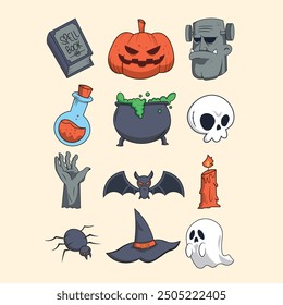 set of halloween elements illustration